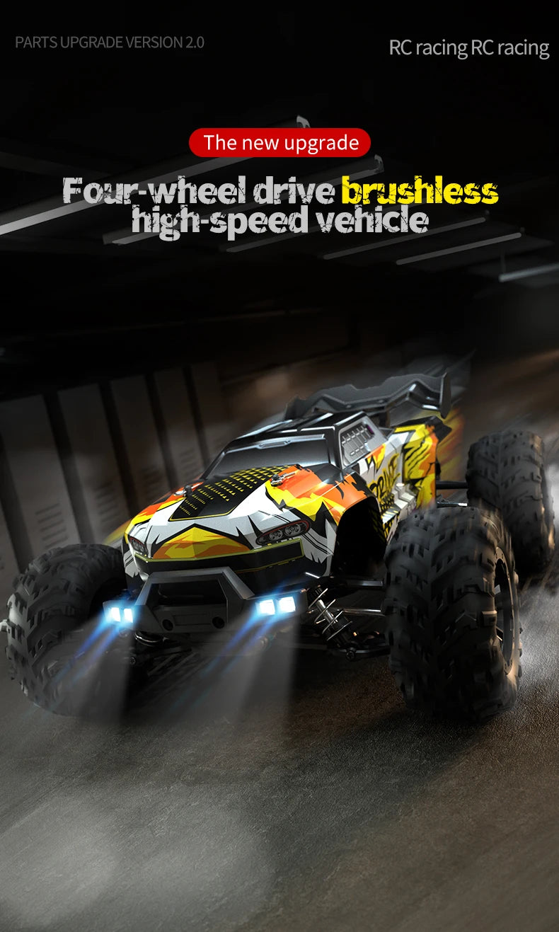 1:16 scale 4WD RC Monster Truck with LED Remote Control. 75KM/H or 50KM/H options