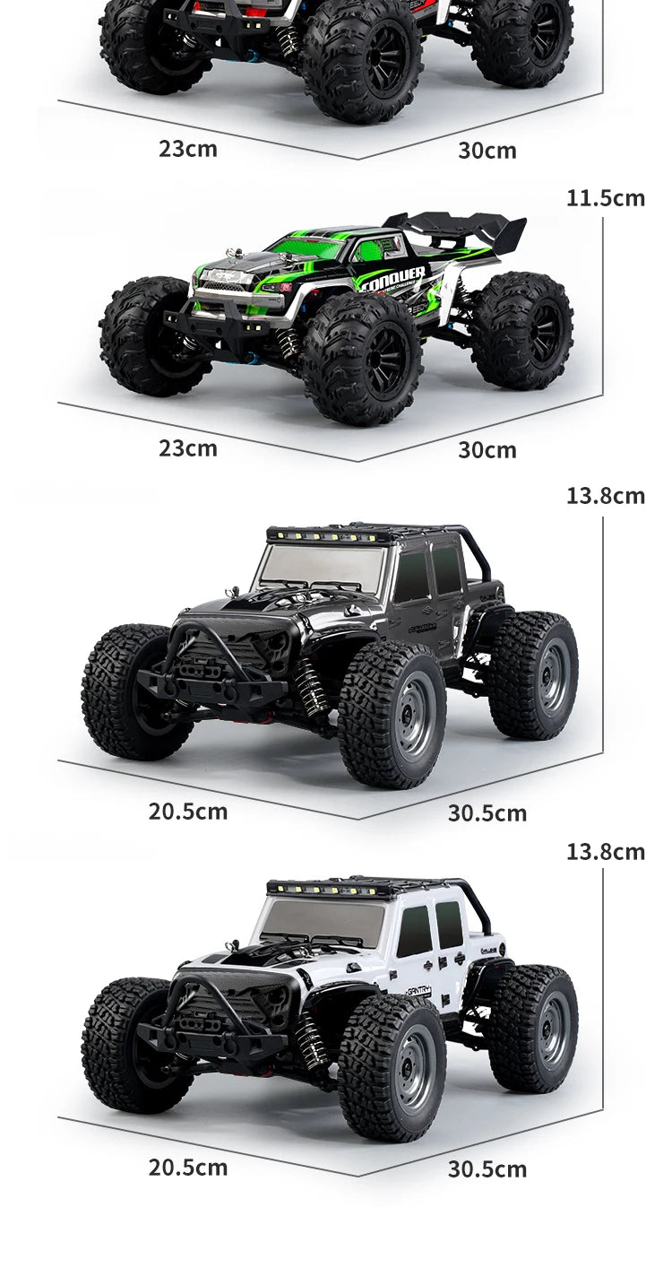 1:16 scale 4WD RC Monster Truck with LED Remote Control. 75KM/H or 50KM/H options