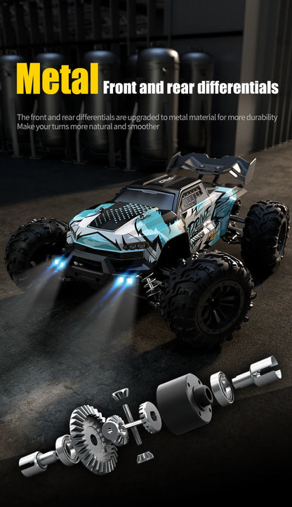 1:16 scale 4WD RC Monster Truck with LED Remote Control. 75KM/H or 50KM/H options