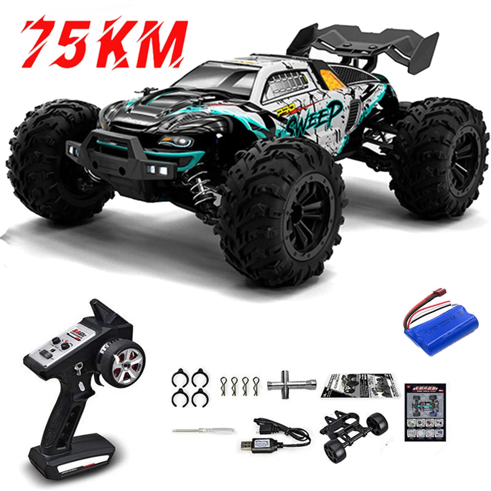 1:16 scale 4WD RC Monster Truck with LED Remote Control. 75KM/H or 50KM/H options