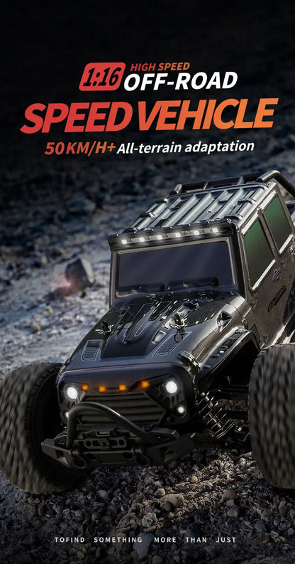 1:16 scale 4WD RC Monster Truck with LED Remote Control. 75KM/H or 50KM/H options