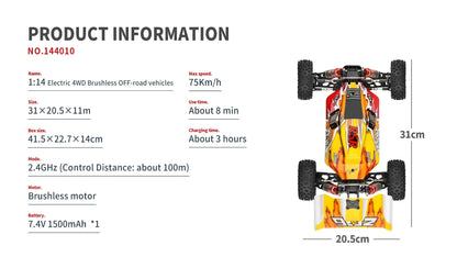 1:14 scale 4WD RC Dune Buggy with LED Remote Control. 75, 60 and 35Km/H options available