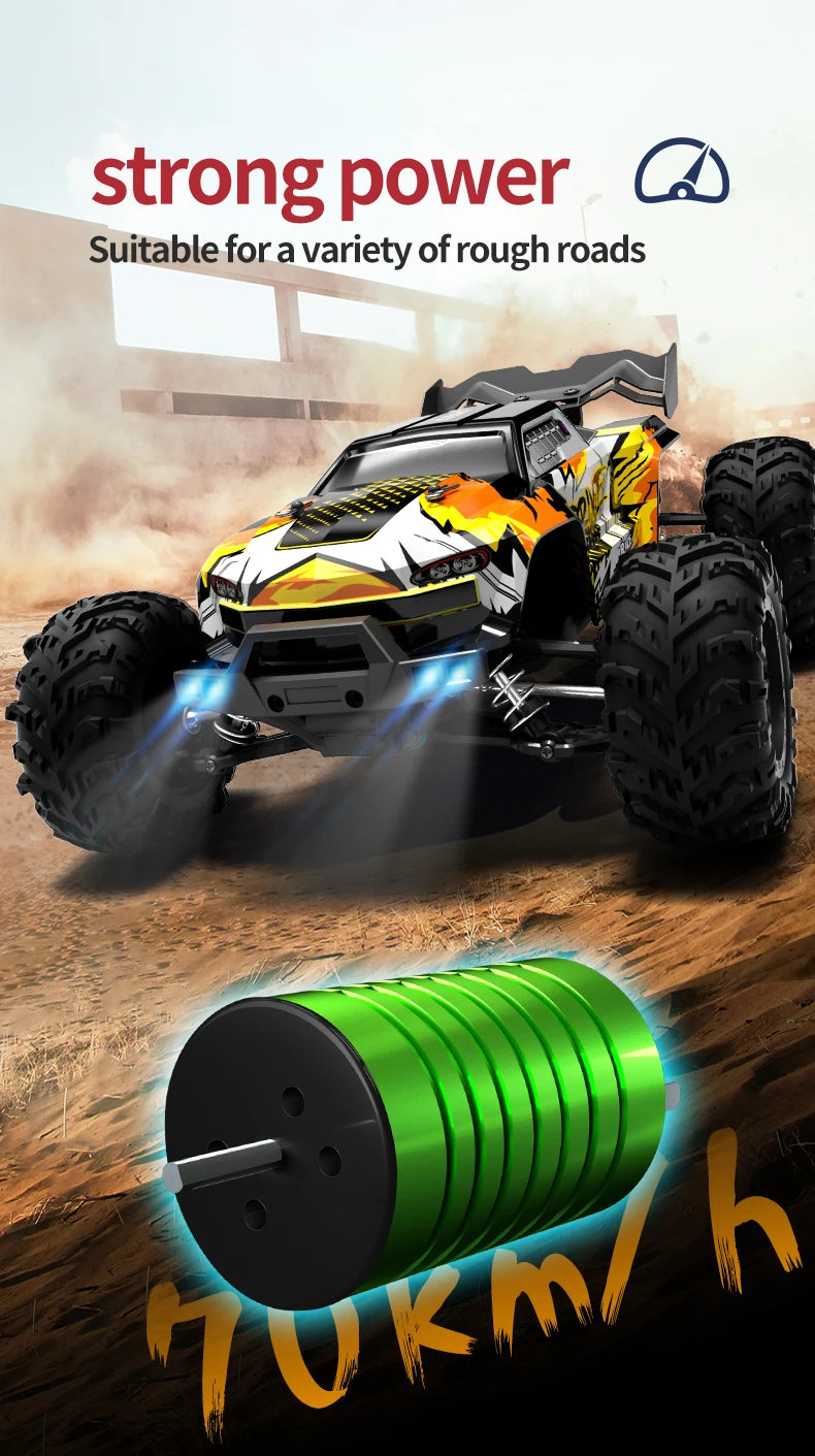 1:16 scale 4WD RC Monster Truck with LED Remote Control. 75KM/H or 50KM/H options