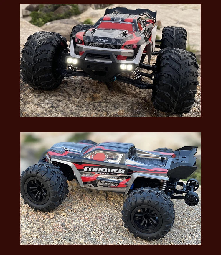 1:16 scale 4WD RC Monster Truck with LED Remote Control. 75KM/H or 50KM/H options