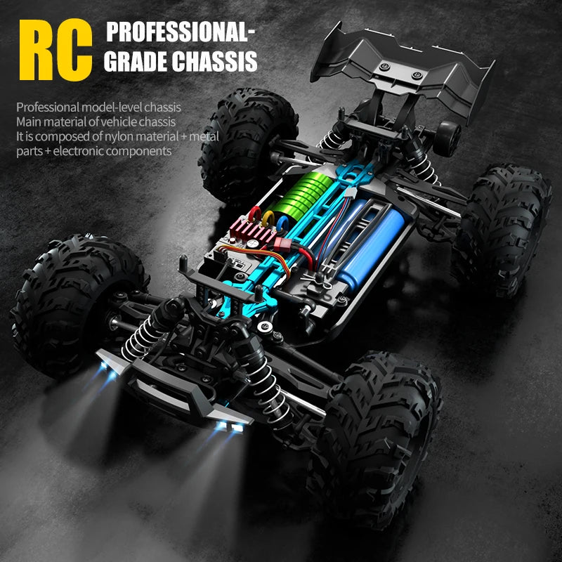 1:16 scale 4WD RC Monster Truck with LED Remote Control. 75KM/H or 50KM/H options