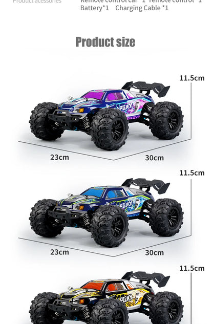 1:16 scale 4WD RC Monster Truck with LED Remote Control. 75KM/H or 50KM/H options