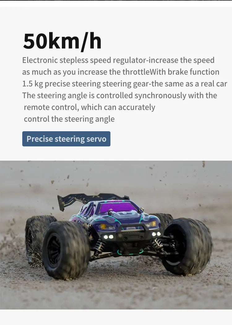 1:16 scale 4WD RC Monster Truck with LED Remote Control. 75KM/H or 50KM/H options