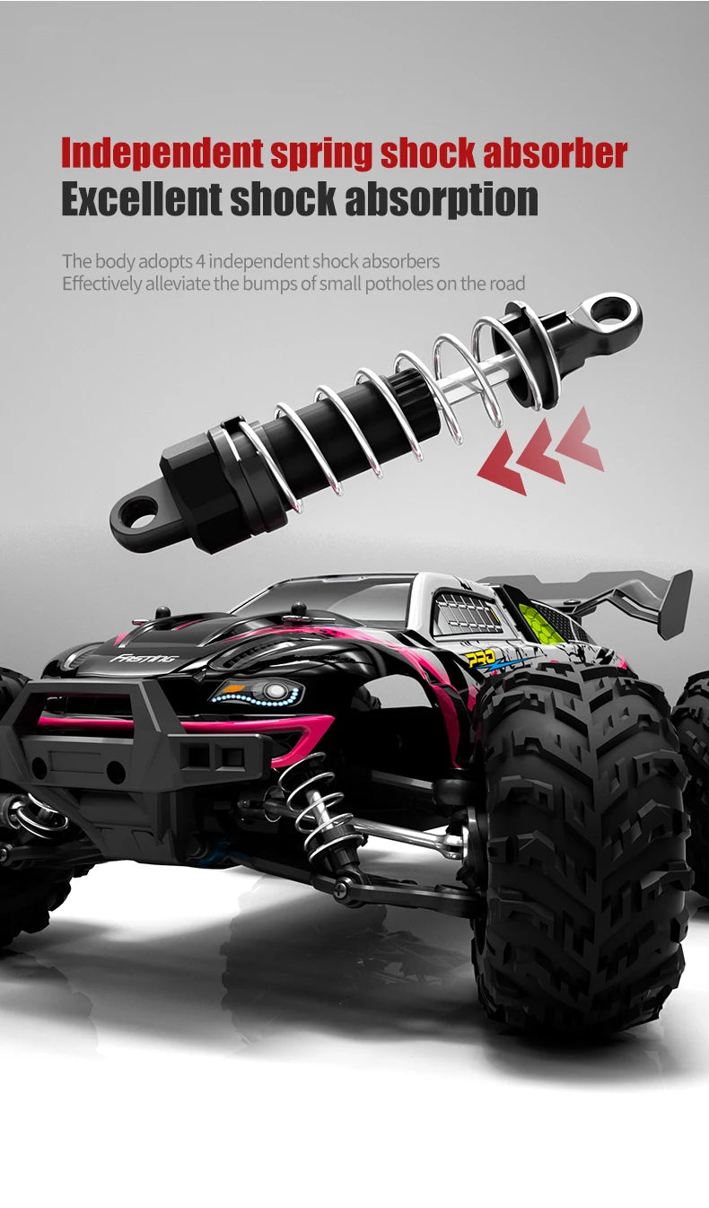 1:16 scale 4WD RC Monster Truck with LED Remote Control. 75KM/H or 50KM/H options